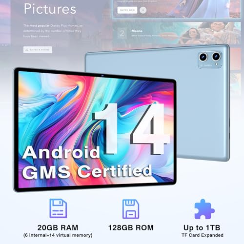 Tablet 10.1 Inch, 20GB RAM 128GB ROM, Octa-Core, IPS HD Touchscreen, with Keyboard Mouse Case E7930