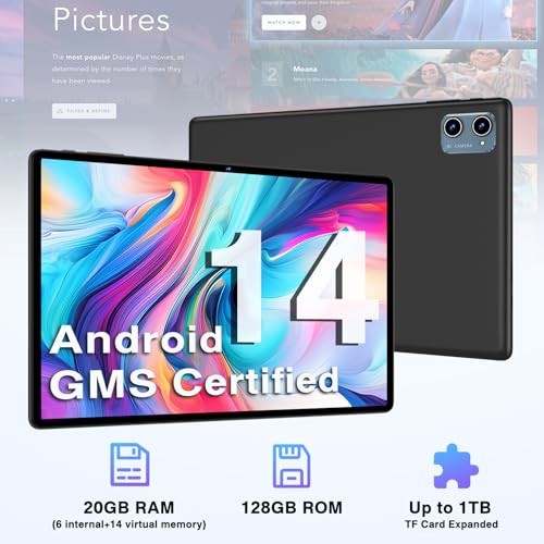 Tablet 10.1 Inch, 20GB RAM 128GB ROM, Octa-Core, IPS HD Touchscreen, with Keyboard Mouse Case E7930