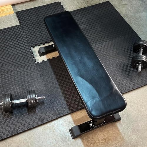 Interlocking Foam Gym Flooring Mat, 1 Inch Thick, 6 Tiles, Black C4472
