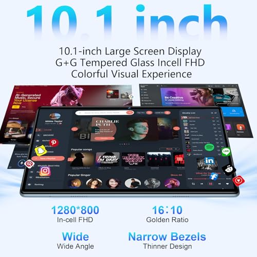 Tablet 10.1 Inch, 20GB RAM 128GB ROM, Octa-Core, IPS HD Touchscreen, with Keyboard Mouse Case E7930