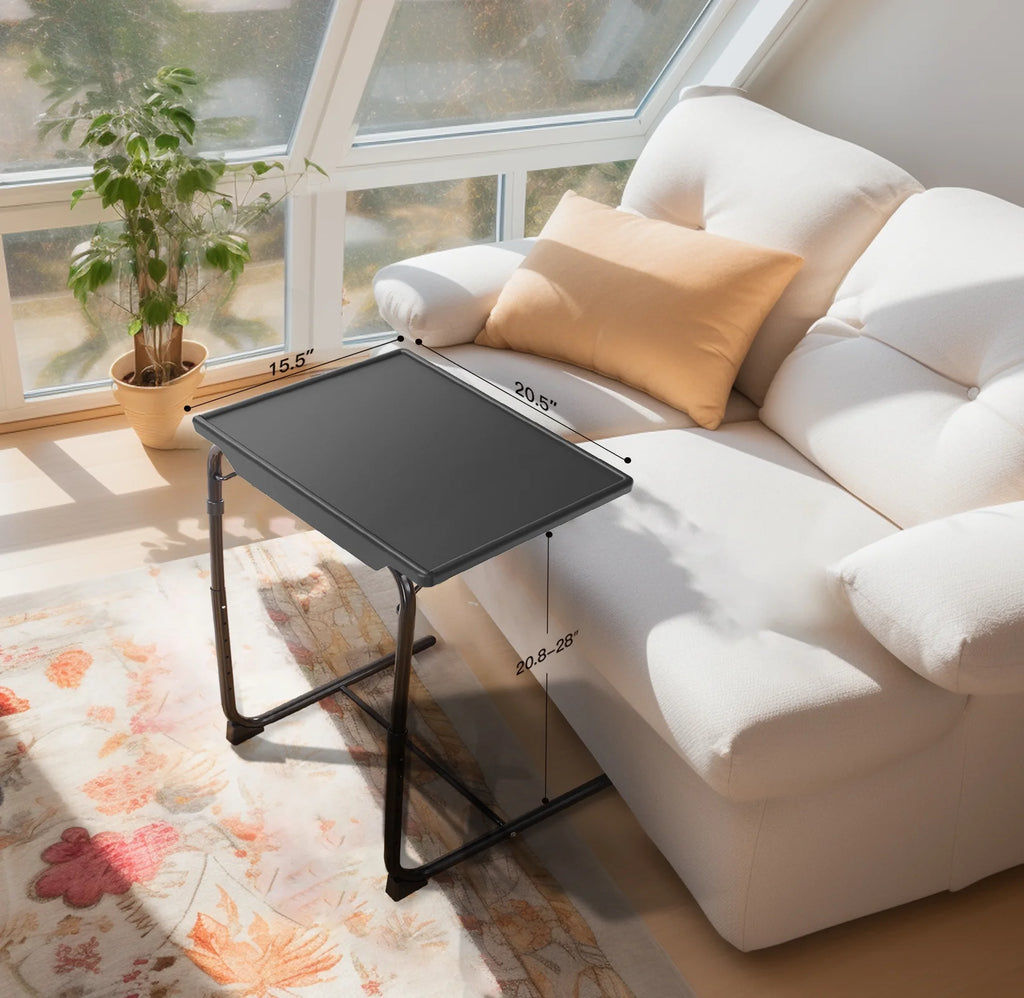 Folding Tray Table with Adjustable Height and Cup Holder Q1844