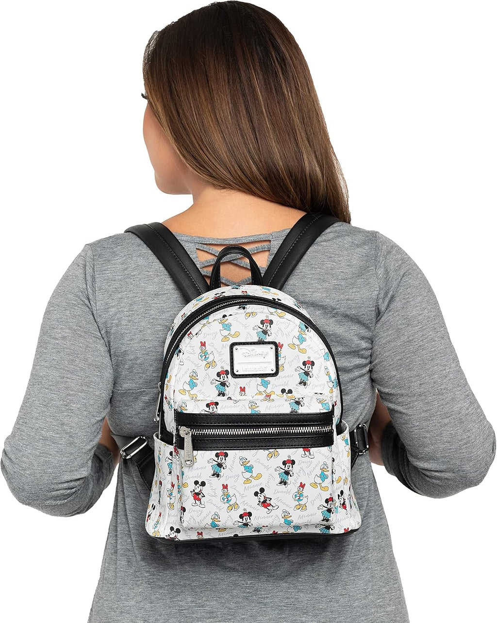 Disney Mickey Minnie Mouse Donald Daisy Mini Backpack Handbag White Q967
