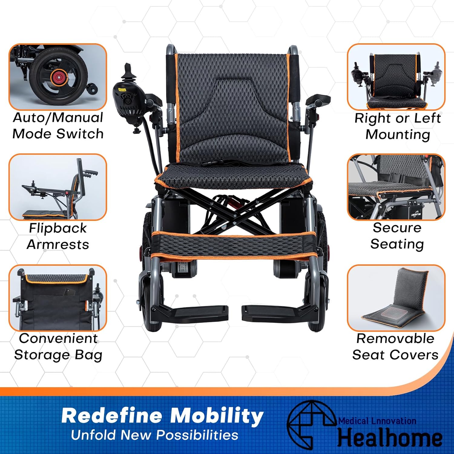 Portable Electric Wheelchair for Adults, Lightweight, Easy to Carry A931233