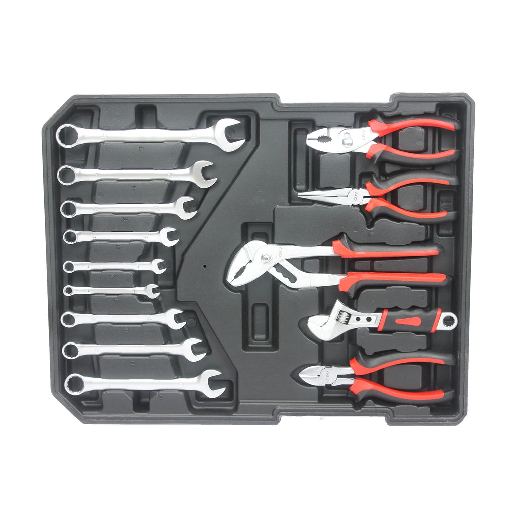 899PCS Tool Set, White Rolling Tool Box with 4 Layers, Household Hand Tool Kit O3626