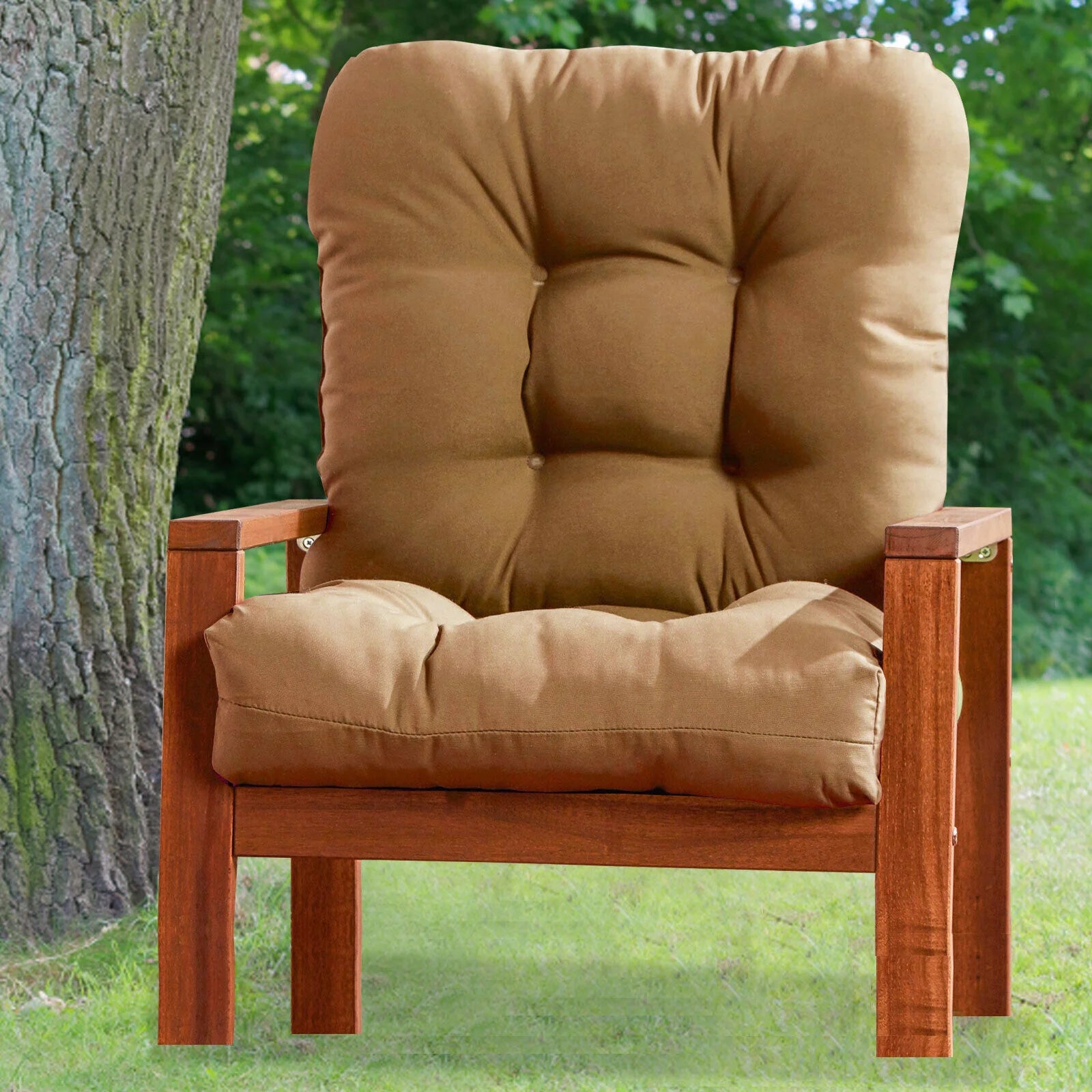 Outdoor Patio Chair Cushion Seat Pad, All Weather Replacement, Light Brown S888006