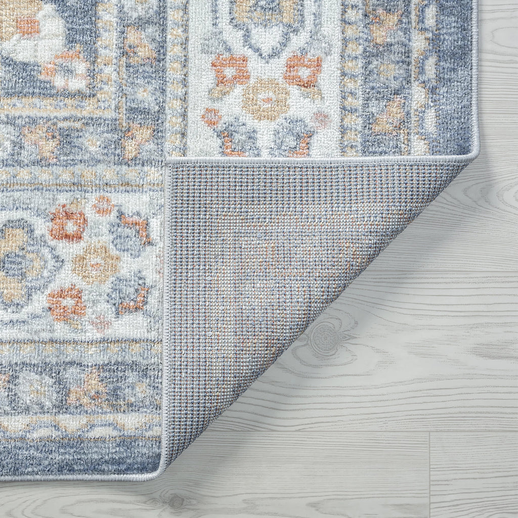 5x8 Medallion Area Rug, Navy and Gray R966