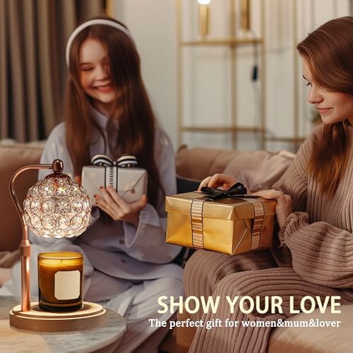 Candle Warmer Lamp with Timer, Adjustable Height and Dimmable, Wood Base O22197