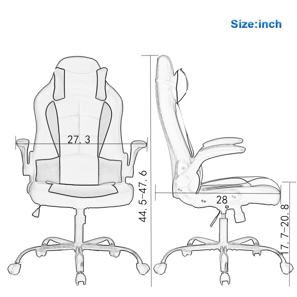 Adjustable Ergonomic Swivel Gaming Chair, Grey Z704366