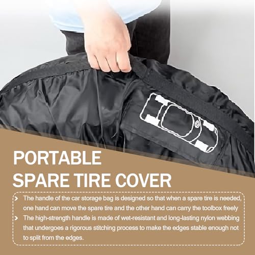 Car Spare Tire Cover, Dust and Scratch-Proof, Portable with Pocket and Handle H39200