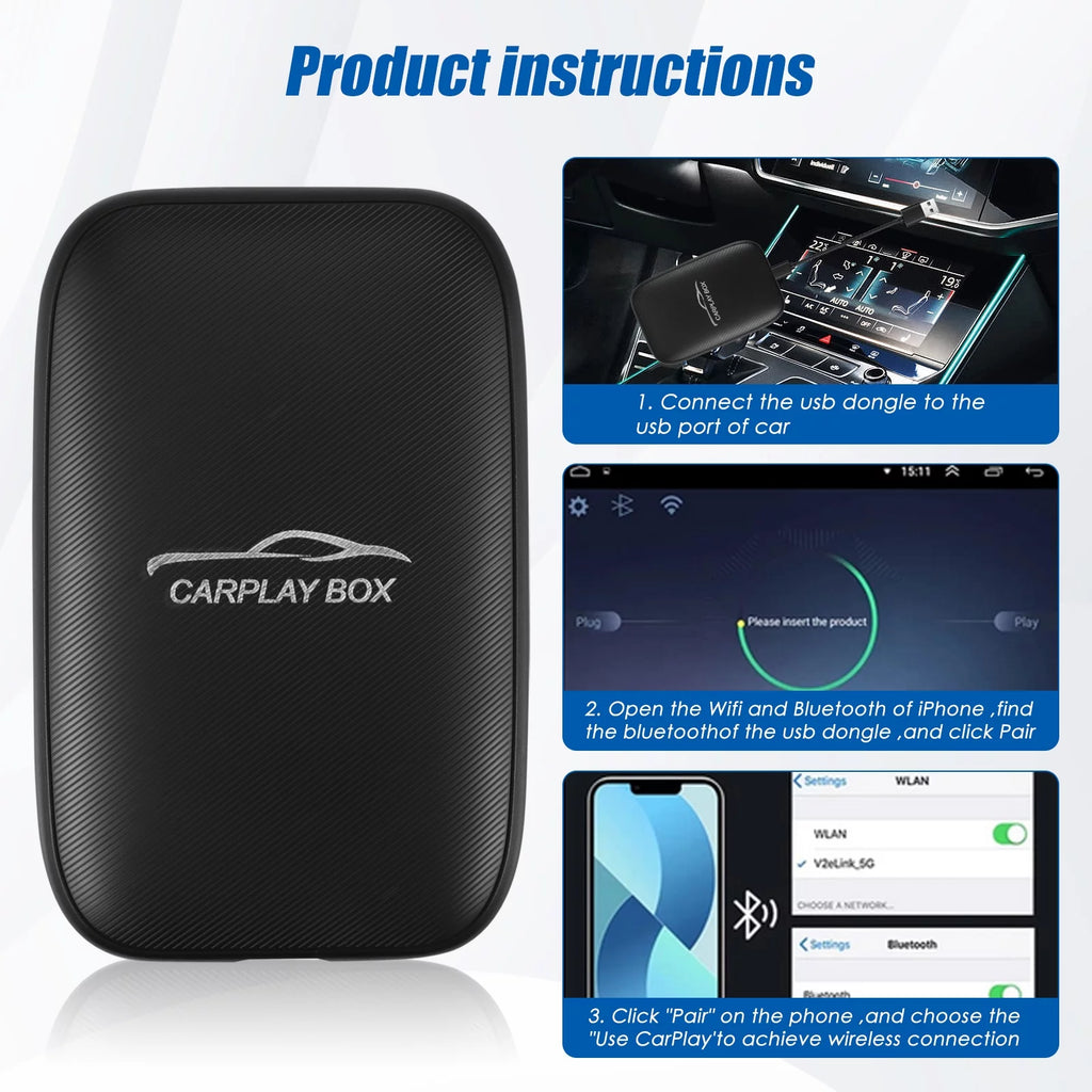 Wireless CarPlay Android Auto Multimedia Video Dongle for Cars L8497