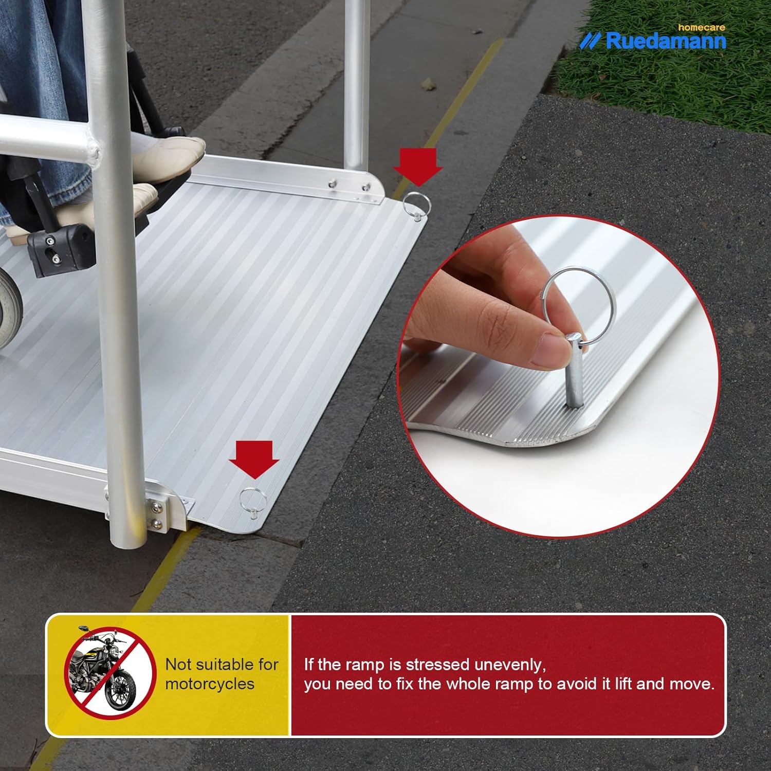 Aluminum Wheelchair Ramp with Handrails, 600 Lbs Capacity, Non-Slip for Home Steps Z8390