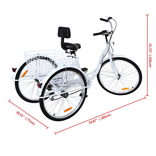Adult Tricycle 3-Wheel Cruiser Bike with Shopping Basket Q916