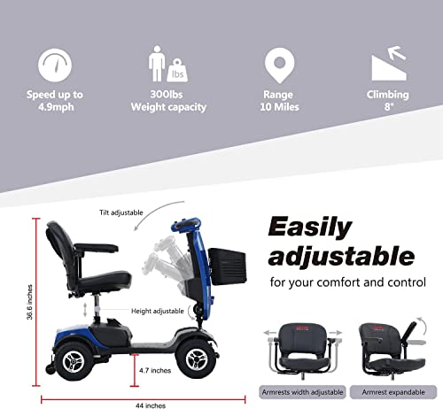 Folding Mobility Scooter for Seniors with Windshield and USB Port F311