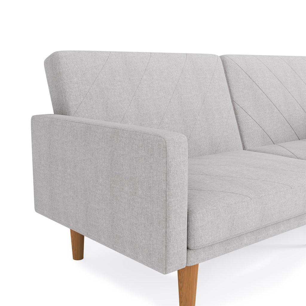 Convertible Sofa Bed with USB Port, Light Gray Linen H2178
