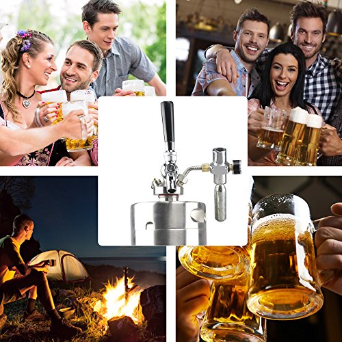 Stainless Steel Mini Keg Dispenser Portable Kegerator Kit with CO2 Regulator T6603