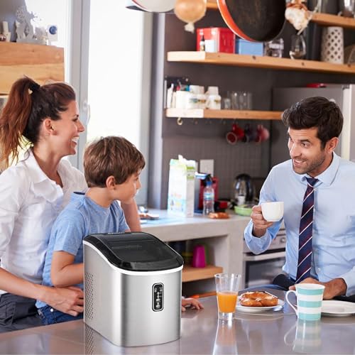 Nugget Ice Maker Countertop with Handle, Portable Sonic Ice Maker H34826