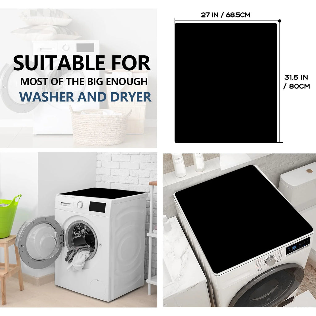 Anti-Slip Washer and Dryer Top Mat, 27" x 31.5" Black, Dust-Proof Protector M860