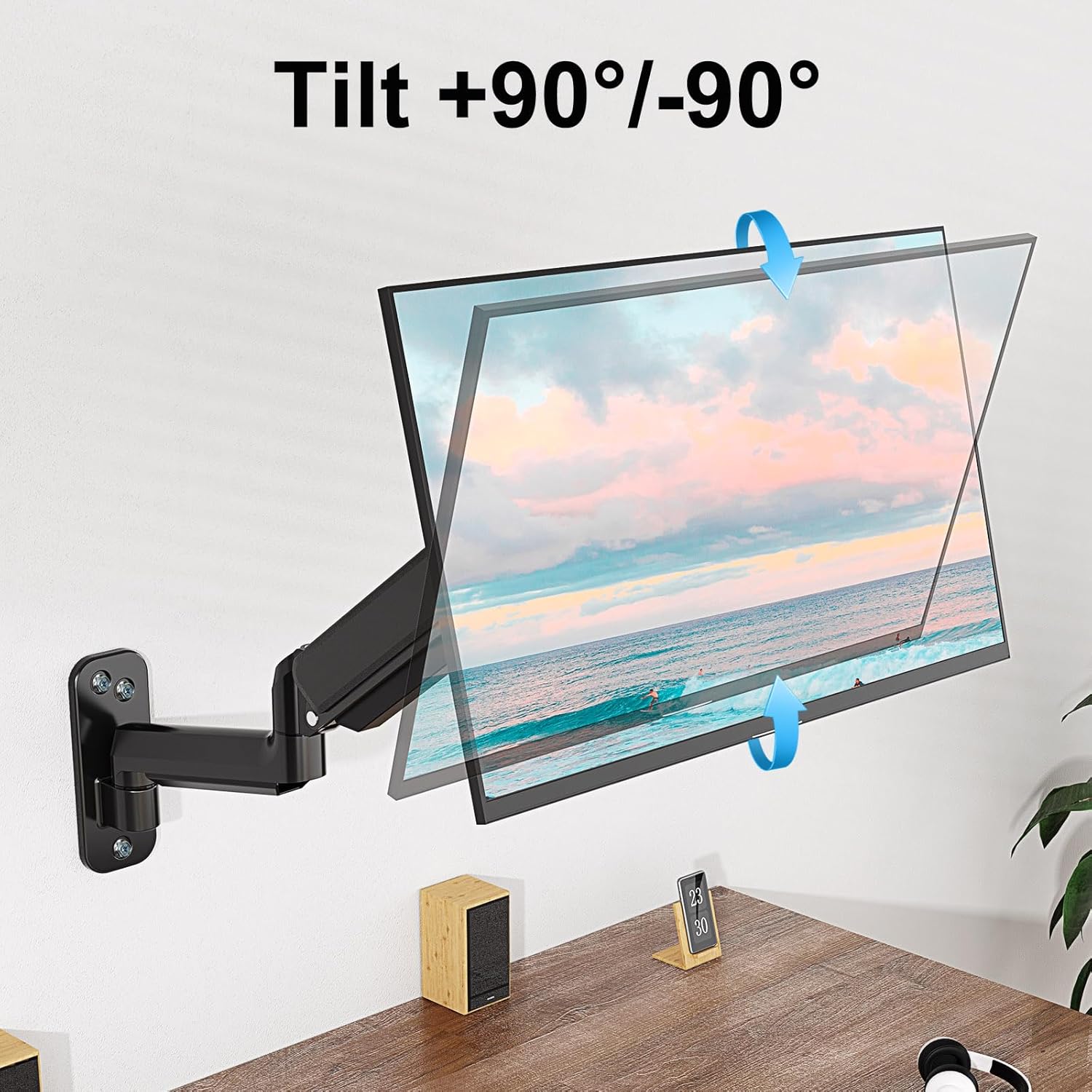 Wall Mount for 35 Inch Monitor, Full Motion Gas Spring Arm, VESA up to 200x200mm X27147