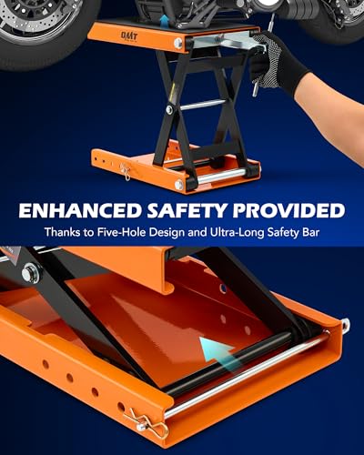 Motorcycle Scissor Lift Jack, 1100 lb Capacity, Wide Deck with T Handle, for ATV Dirt Bike Cruiser G6574