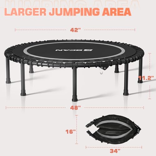 Foldable Mini Trampoline for Adults, 40/48 Inch Indoor Exercise Rebounder N9596