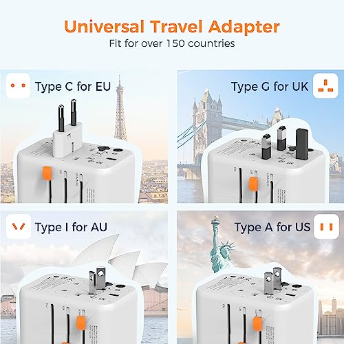 Universal Travel Plug Adapter 30W with USB C and 4 USB A Ports I95825