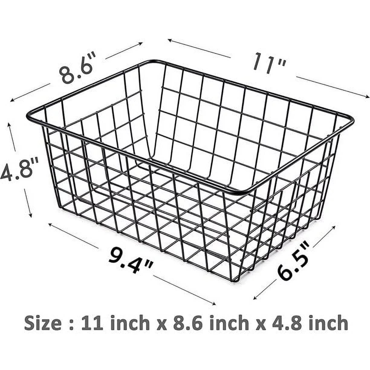 Metal Wire Storage Baskets with Handles, 4 Pack, Black H78236