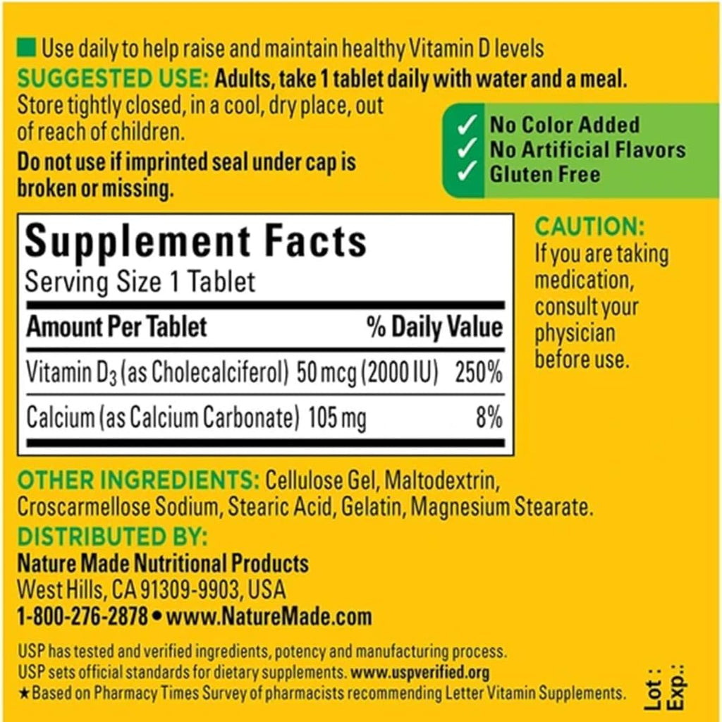 Vitamin D3 2000 IU Softgels, 320 Day Supply with Travel Pill Case G57610