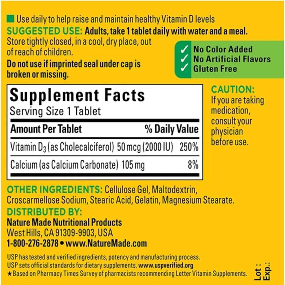 Vitamin D3 2000 IU Softgels, 320 Day Supply with Travel Pill Case G57610