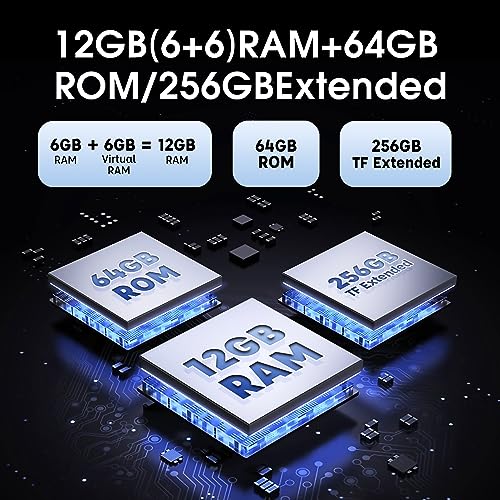 Rugged Smartphone 12+64GB 50MP Camera 6.52" Screen 6320mAh Dual 4G Black J263
