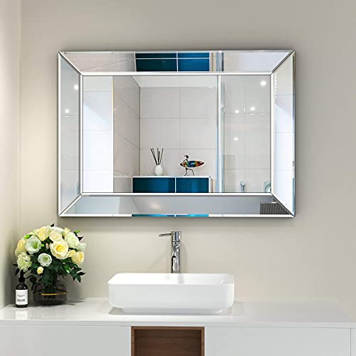 Large Rectangular Wall Mirror 28"x39" Angled Beveled Frame K124