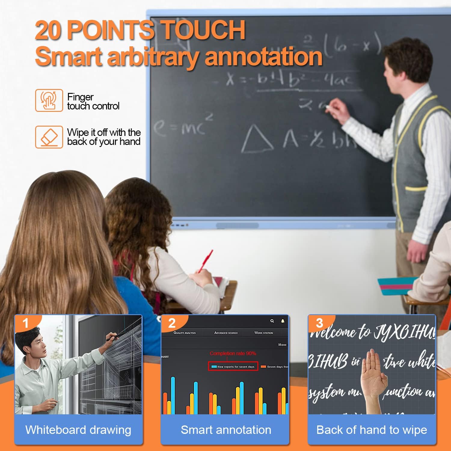 55 Inch 4K UHD Interactive Whiteboard for Classroom and Business V6761