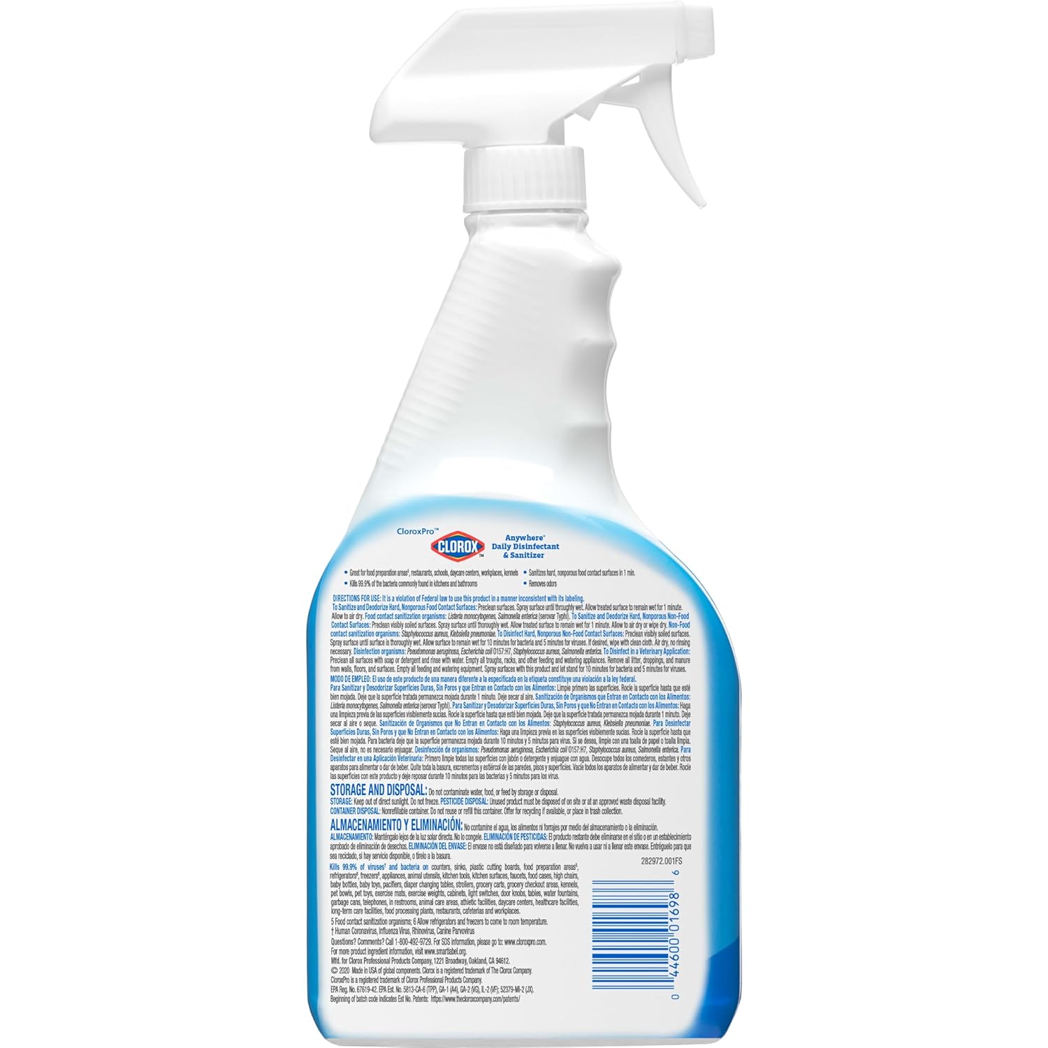 Daily Disinfectant and Sanitizer Spray, No-Rinse Food Contact Sanitizer, 32 Fl Oz E668