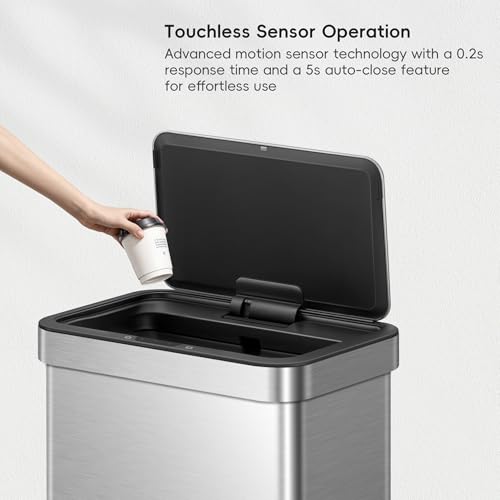Touchless Motion Sensor Trash Can, 13.2 Gallon, Brushed Stainless Steel A497976