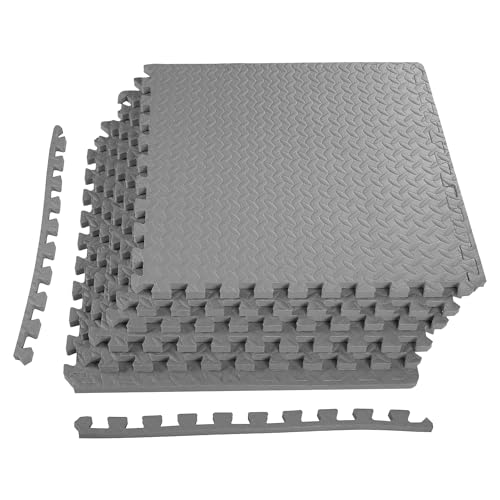 Interlocking Foam Gym Flooring Mat, 1 Inch Thick, 6 Tiles, Black C4472