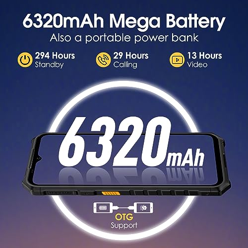 Rugged Smartphone 12+64GB 50MP Camera 6.52" Screen 6320mAh Dual 4G Black J263