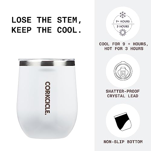 Insulated Stemless Wine Glass Tumbler, 12 oz, Stainless Steel, Powder Blue X9797