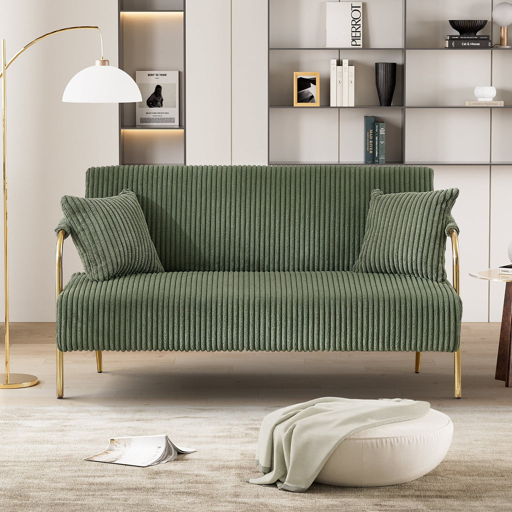 Tufted Velvet Futon Sofa Bed with 2 Pillows, 3 Adjustable Backrest Angles C84440
