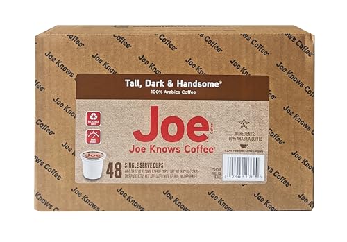 Joe Knows Coffee Single Serve Cups Pods and Capsules, Tall Dark and Handsome, 48 Count