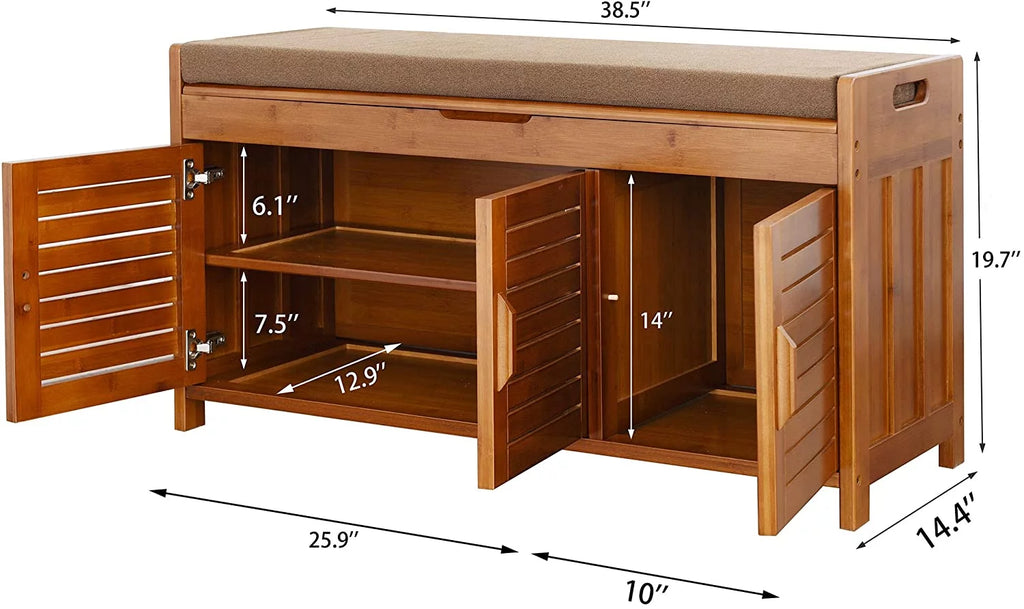 Shoe Storage Bench with Cushion and Hidden Compartment J984