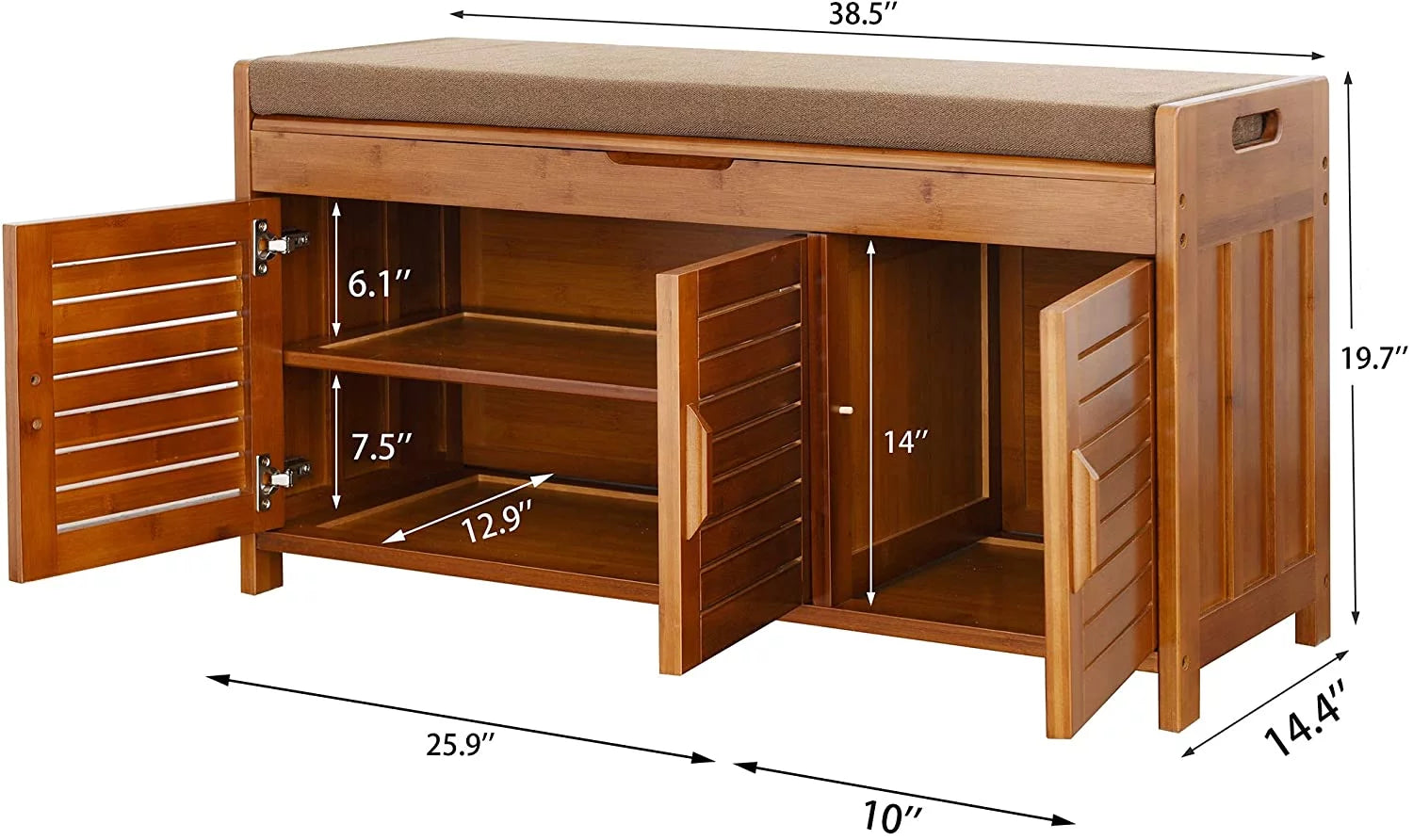 Shoe Storage Bench with Cushion and Hidden Compartment J984