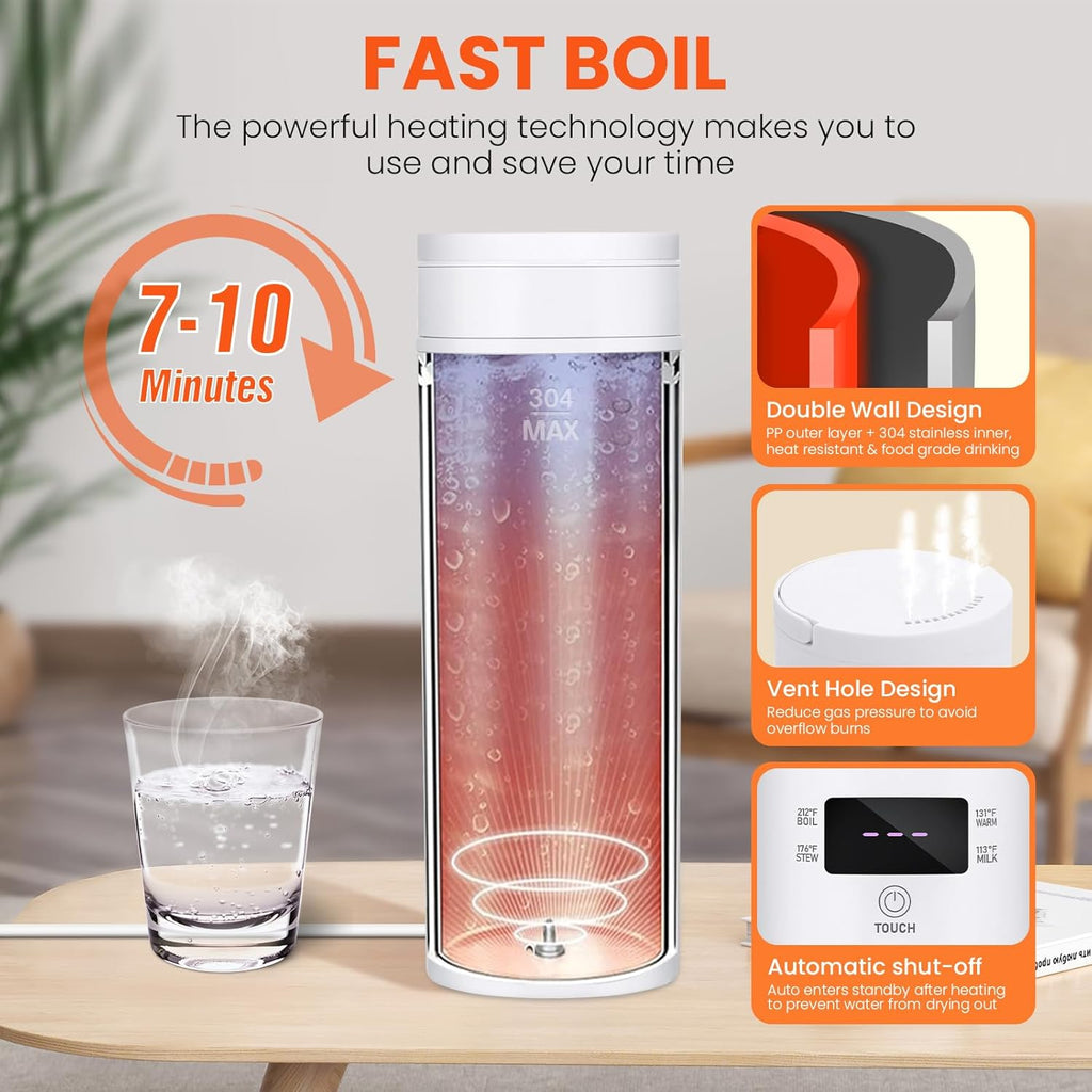 Portable Electric Kettle with 4 Temperature Settings, Auto Shut-Off, 17oz S5582