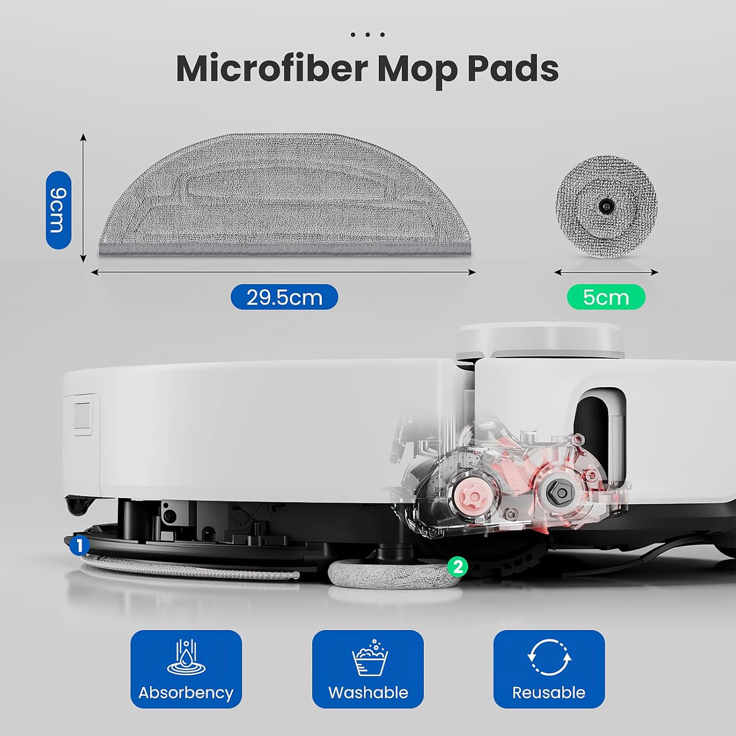 12 Pack Mop Pads Refills for Robot Vacuum, 6 Pack Mop Cloth with Dual Sonic Vibrations, 6 Pack Edge Mop Pads H24946