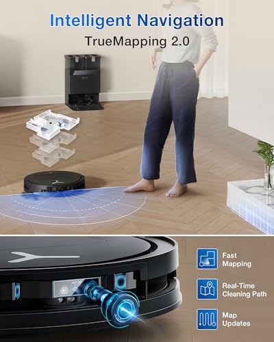Robot Vacuum and Mop, 18500Pa Suction, Auto-Lift, Self-Emptying C481