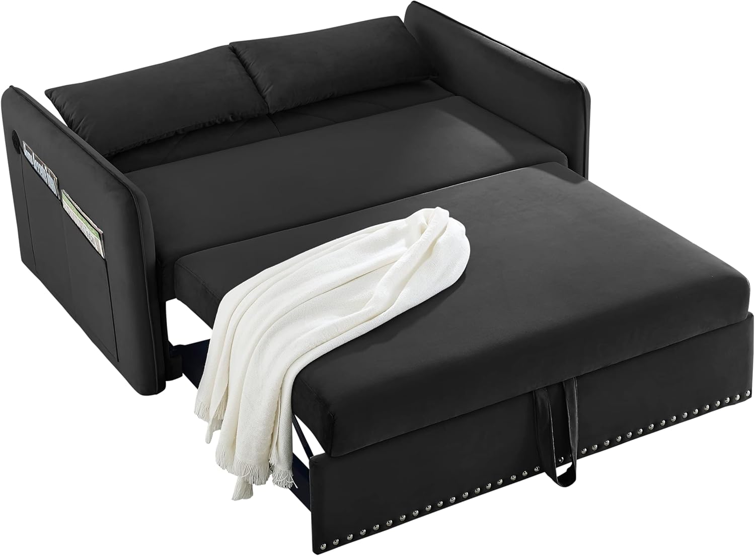 Convertible 3-in-1 Velvet Loveseat Sleeper Sofa with Pull Out Bed G60784