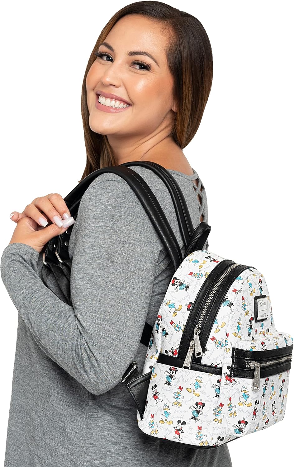 Disney Mickey Minnie Mouse Donald Daisy Mini Backpack Handbag White Q967