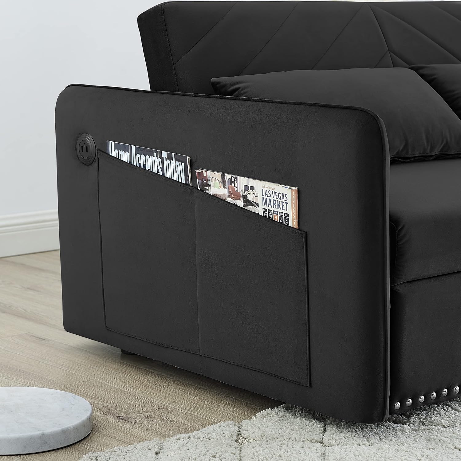 Convertible 3-in-1 Velvet Loveseat Sleeper Sofa with Pull Out Bed G60784
