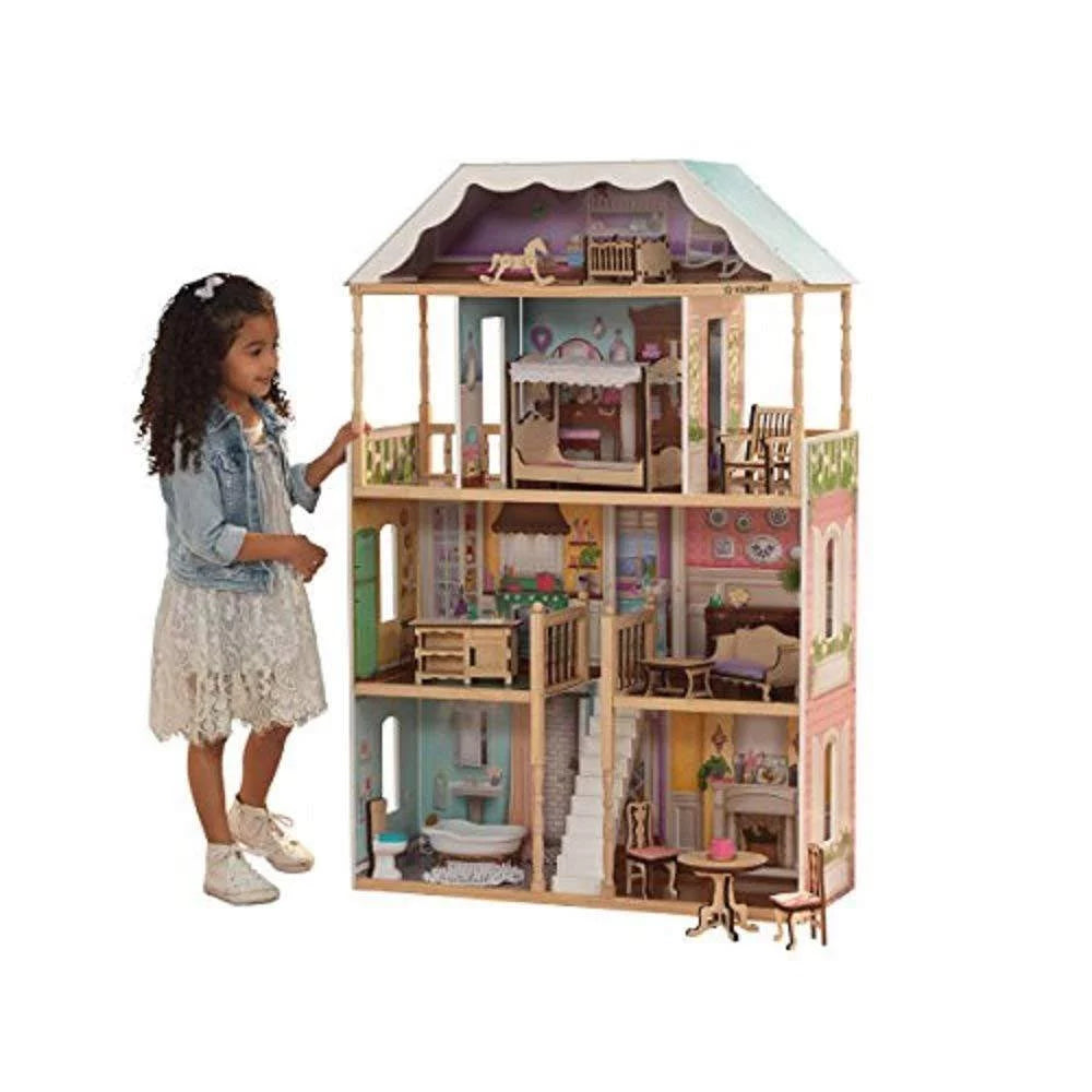 Classic Wooden Dollhouse with 14 Accessories G862018