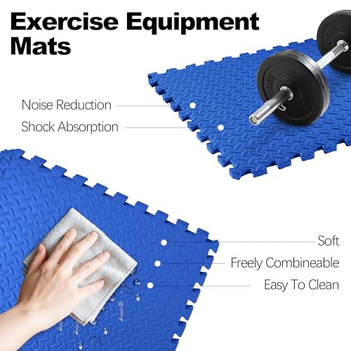 Interlocking Foam Gym Flooring Mat, 1 Inch Thick, 6 Tiles, Black C4472