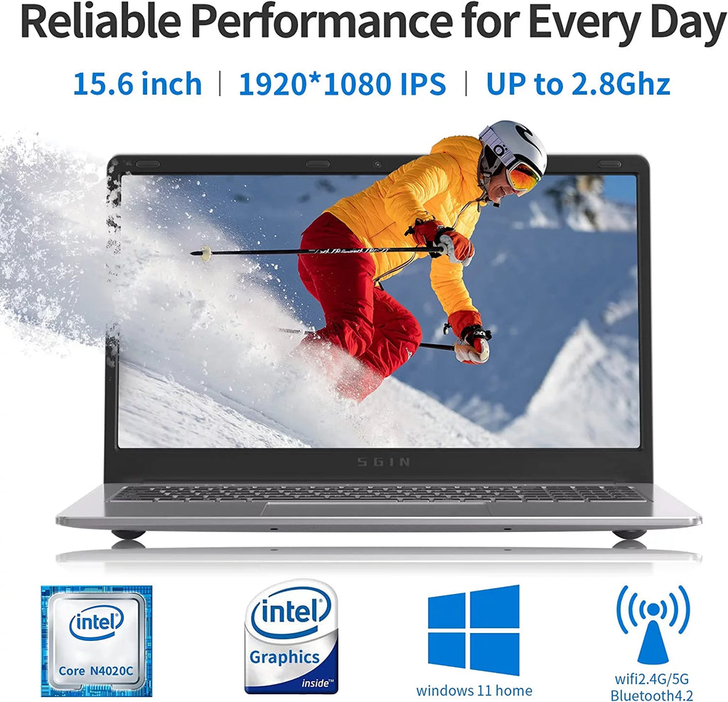 15.6 inch Laptop 4GB RAM 128GB SSD Windows 11 X10419