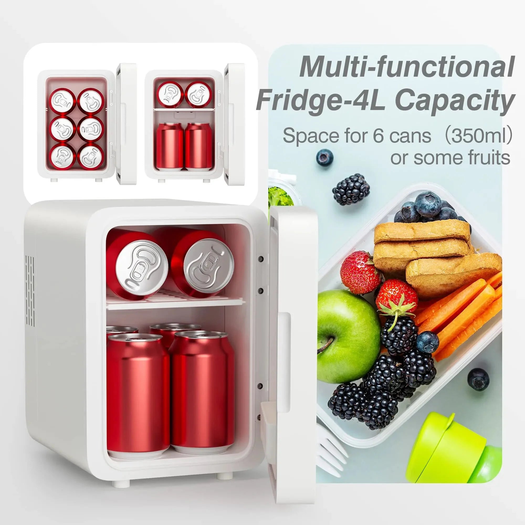 Mini Fridge with Dimmable LED Mirror, 4L Portable Cooler & Warmer for Cosmetics and Skincare S902